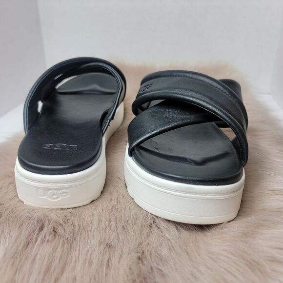 UGG Zayne Crossband Blck Leather Sandal Size 9 - Picture 7 of 10